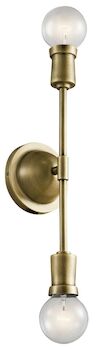 ARMSTRONG 2 LIGHT WALL SCONCE, Natural Brass, large