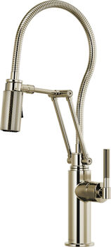 LITZE ARTICULATING FAUCET WITH FINISHED HOSE, Polished Nickel, large