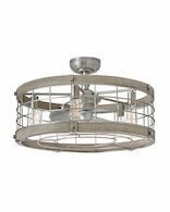 BRYCE 27" LED FANDELIER, Brushed Nickel with Weathered Wood Accent, medium