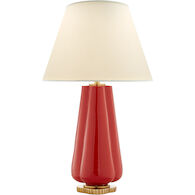 ALEXA HAMPTON PENELOPE 30-INCH TABLE LAMP WITH NATURAL PERCALE SHADE, Berry Red, medium