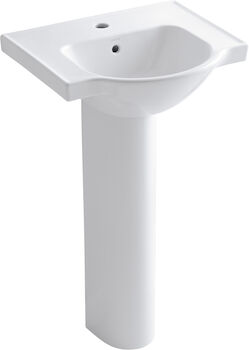 VEER™ 21-INCH PEDESTAL BATHROOM SINK WITH SINGLE FAUCET HOLE, White, large