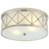 MONTPELIER LARGE 3 LIGHT FLUSH MOUNT WITH FROSTED GLASS, Polished Nickel, medium