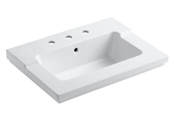 TRESHAM® VANITY-TOP BATHROOM SINK WITH 8-INCH WIDESPREAD FAUCET HOLES, White, large