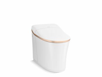 EIR COMFORT HEIGHT ONE-PIECE ELONGATED INTELLIGENT TOILET, White with Sunrise Gold Trim, large