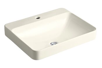 VOX® RECTANGLE VESSEL BATHROOM SINK WITH SINGLE FAUCET HOLE, Biscuit, large