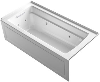 ARCHER® 66 X 32 INCHES WHIRLPOOL WITH INTEGRAL APRON, LEFT-HAND DRAIN AND HEATER, White, large