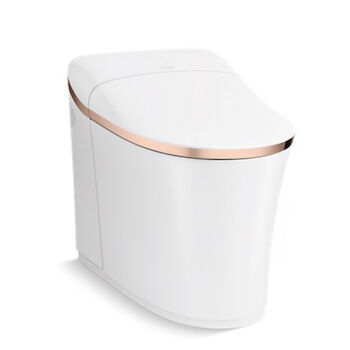 EIR COMFORT HEIGHT ONE-PIECE ELONGATED INTELLIGENT TOILET, White with Rose Gold Trim, large