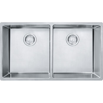 FRANKE CUBE STAINLESS STEEL UNDERMOUNT DOUBLE BOWL KITCHEN SINK, Stainless Steel, large