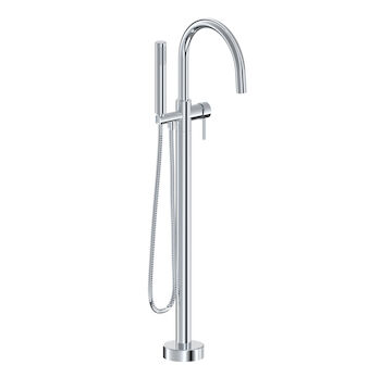 ZIP B66 FLOOR-MOUNTED TUB FILLER WITH HAND SHOWER, Chrome, large