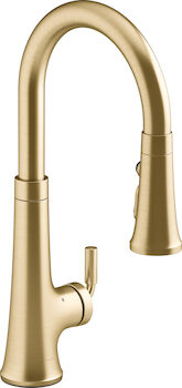 TONE™ TOUCHLESS PULL-DOWN KITCHEN SINK FAUCET WITH KOHLER® KONNECT, Vibrant Brushed Moderne Brass, large