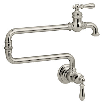 ARTIFACTS® SINGLE-HOLE WALL-MOUNT POT FILLER KITCHEN SINK FAUCET WITH 22-INCH EXTENDED SPOUT, Vibrant Polished Nickel, large