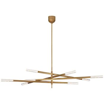 ROUSSEAU 65-INCH GRANDE EIGHT LIGHT ARTICULATING CHANDELIER, Antique-Burnished Brass, large