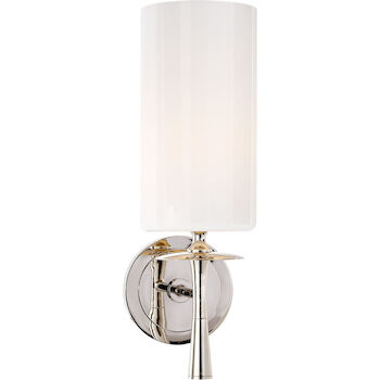 AERIN DRUNMORE 1-LIGHT 5-INCH WALL SCONCE LIGHT WITH WHITE GLASS SHADE, Polished Nickel, large