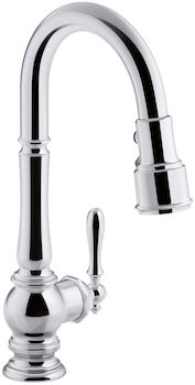 ARTIFACTS® SINGLE-HOLE PULL DOWN KITCHEN SINK FAUCET, Polished Chrome, large