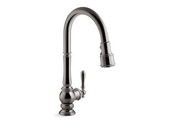 ARTIFACTS PULL-DOWN KITCHEN SINK FAUCET WITH THREE-FUNCTION SPRAYHEAD, Vibrant Titanium, large