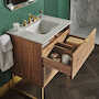 BELSHIRE 30 INCH SINGLE VANITY ONLY WITH HIDDEN INTERIOR DRAWER, Warm Walnut, small