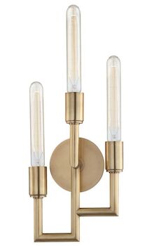 ANGLER 3-LIGHT WALL SCONCE, Aged Brass, large