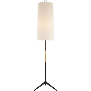 AERIN FRANKFORT 1-LIGHT 60-INCH FLOOR LAMP WITH LINEN SHADE, Aged Iron, large