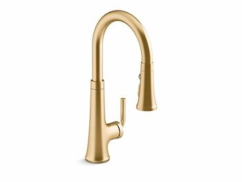 TONE PULL-DOWN SINGLE-HANDLE KITCHEN SINK FAUCET, Vibrant Brushed Moderne Brass, large