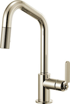 LITZE PULL-DOWN FAUCET WITH ANGLED SPOUT AND INDUSTRIAL HANDLE, Polished Nickel, large