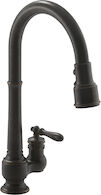 ARTIFACTS® SINGLE-HOLE KITCHEN SINK FAUCET WITH 17-5/8-INCH PULL-DOWN SPOUT, DOCKNETIK® MAGNETIC DOCKING SYSTEM, AND 3-FUNCTION SPRAYHEAD FEATURING SWEEP® AND BERRYSOFT® SPRAY, Oil-Rubbed Bronze, medium