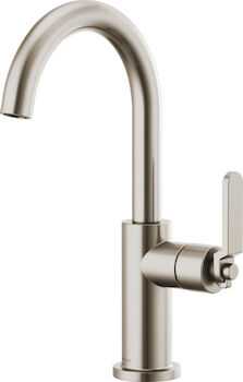 LITZE BAR FAUCET WITH ARC SPOUT AND INDUSTRIAL HANDLE, Stainless Steel, large