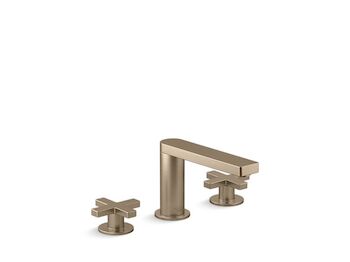 COMPOSED WIDESPREAD BATHROOM SINK FAUCET WITH CROSS HANDLES, Vibrant Brushed Bronze, large
