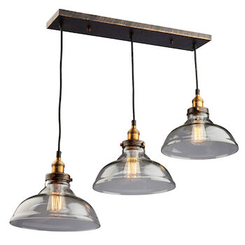 GREENWICH 3-LIGHT LINEAR PENDANT, Bronze and Copper, large