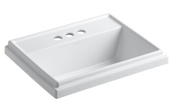 TRESHAM® RECTANGULAR DROP IN BATHROOM SINK WITH 4-INCH CENTERSET FAUCET HOLES, White, large