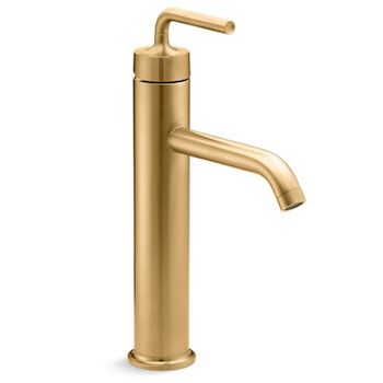 PURIST TALL SINGLE-HANDLE BATHROOM SINK FAUCET WITH LEVER HANDLE, 1.2 GPM, Vibrant Brushed Moderne Brass, large