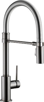TRINSIC SINGLE HANDLE PULL-DOWN KITCHEN FAUCET WITH SPRING SPOUT, Black Stainless, large