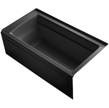 ARCHER® 60 X 32 INCHES ALCOVE BATHTUB WITH INTEGRAL APRON AND INTEGRAL FLANGE, RIGHT-HAND DRAIN, Black Black, large