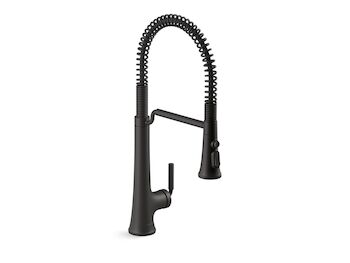 TONE SEMI-PROFESSIONAL PULL-DOWN KITCHEN SINK FAUCET WITH THREE-FUNCTION SPRAYHEAD, Matte Black, large