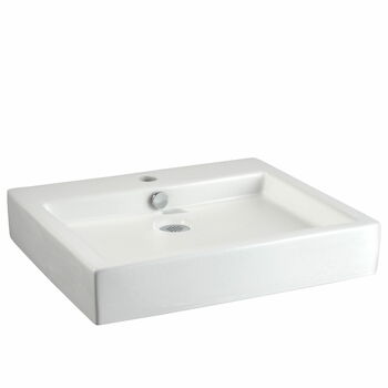 STUDIO 22 X 18.5 INCH ABOVE COUNTER SINK WITH CENTER HOLE ONLY, White, large