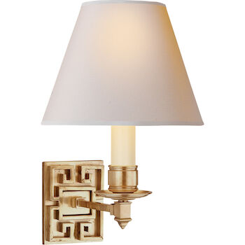 ALEXA HAMPTON ABBOT 1-LIGHT 8-INCH WALL LIGHT WITH NATURAL PAPER SHADE, Natural Brass, large