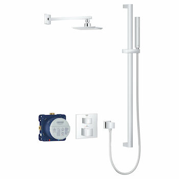 GROHTHERM CUBE® THERMOSTATIC SHOWER KIT, 27 L/MIN (7.1 GPM), StarLight Chrome, large