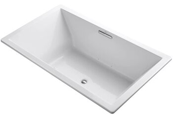 UNDERSCORE® RECTANGLE 72 X 42 INCHES DROP IN WHIRLPOOL + BUBBLEMASSAGE™ AIR BATHTUB WITH CENTER DRAIN, White, large