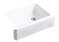 WHITEHAVEN® 29-11/16 X 21-9/16 X 9-5/8 INCHES UNDER-MOUNT SELF-TRIMMING® SINGLE-BOWL KITCHEN SINK WITH TALL APRON AND HAYRIDGE® DESIGN, White, medium