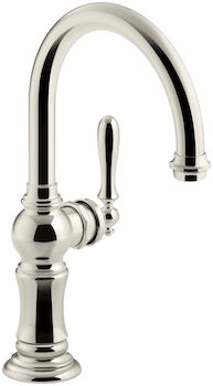 ARTIFACTS® SINGLE-HANDLE BAR SINK FAUCET WITH 13-1/16-INCH SWING SPOUT, ARC SPOUT DESIGN, Vibrant Polished Nickel, large