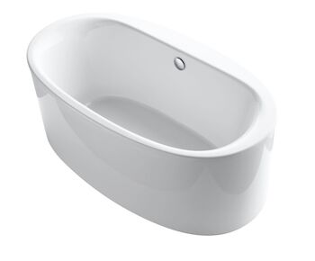SUNSTRUCK™ 66 X 36 INCHES OVAL FREESTANDING BATHTUB WITH STRAIGHT SHROUD AND CENTER DRAIN, White, large