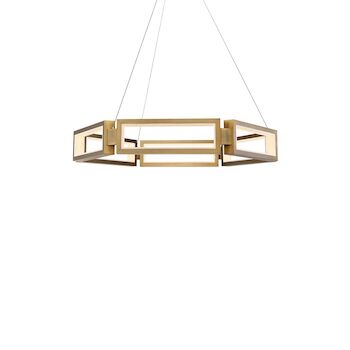 MIES 35" LED CHANDELIER, Aged Brass, large