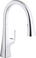 GRAZE® KITCHEN SINK FAUCET WITH KOHLER® KONNECT™ AND VOICE-ACTIVATED TECHNOLOGY, Polished Chrome, medium