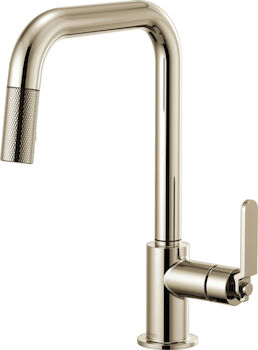 LITZE PULL-DOWN FAUCET WITH SQUARE SPOUT AND INDUSTRIAL HANDLE, Polished Nickel, large