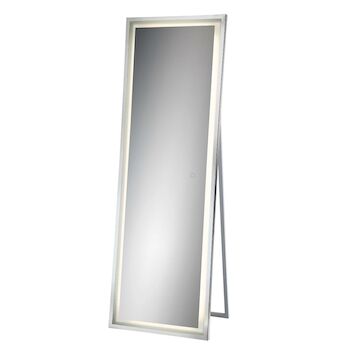 20X65-INCH FREE STANDING RECTANGULAR MIRROR WITH 3000K LED LIGHT AND TOUCH SENSOR SWITCH, 31855, Silver, large