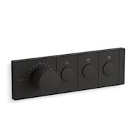 ANTHEM THREE-OUTLET THERMOSTATIC VALVE CONTROL PANEL WITH RECESSED PUSH-BUTTONS, Matte Black, medium