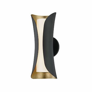 JOSIE TWO LIGHT WALL SCONCE, Gold Leaf / Black, large