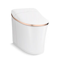 EIR COMFORT HEIGHT ONE-PIECE ELONGATED DUAL-FLUSH INTELLIGENT CHAIR-HEIGHT TOILET, White with Rose Gold Trim, medium