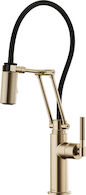 LITZE ARTICULATING FAUCET WITH KNURLED HANDLE, Brilliance Luxe Gold, medium