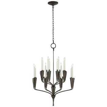 AIDEN 25-INCH SMALL SIXTEEN LIGHT CHANDELIER, Aged Iron, large