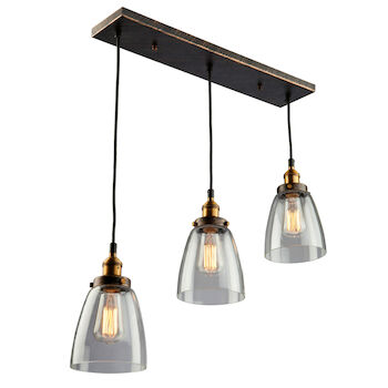 GREENWICH 3-LIGHT LINEAR PENDANT, Bronze and Copper, large